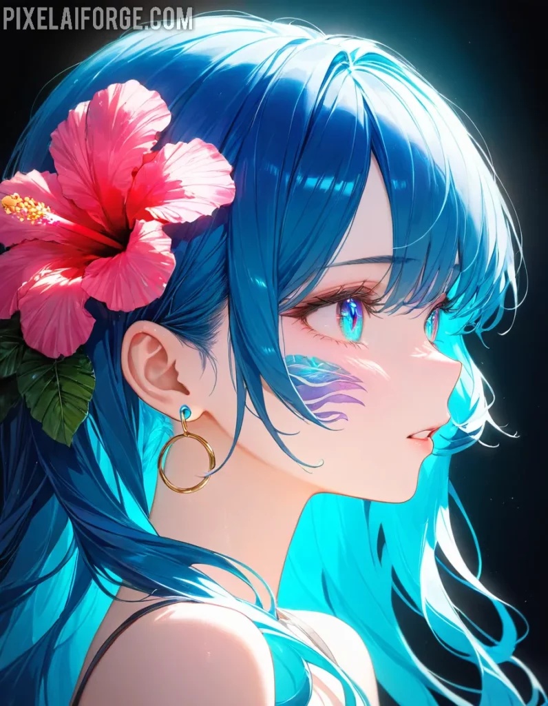 Belleza anime chica tropical