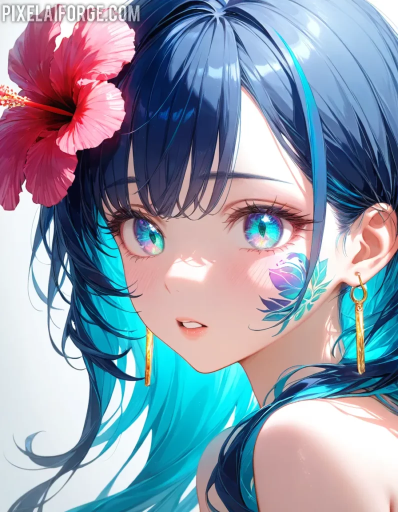 Belleza anime chica tropical
