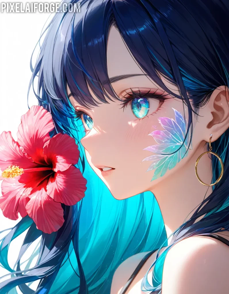 Belleza anime chica tropical