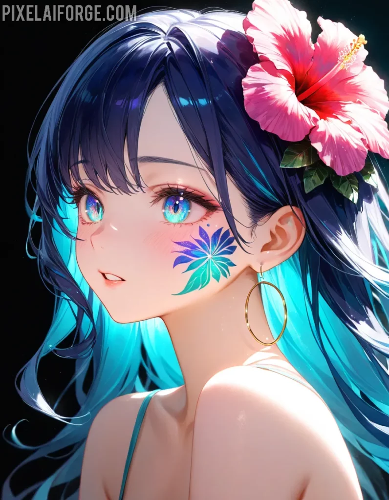 Belleza anime chica tropical