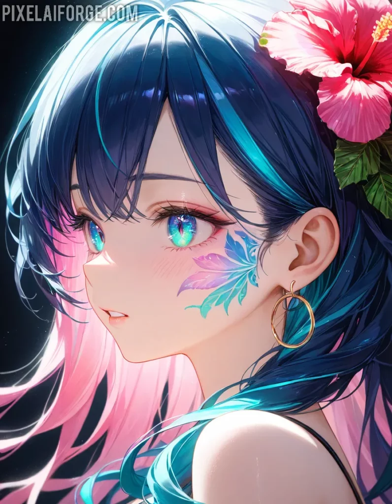 Belleza anime chica tropical
