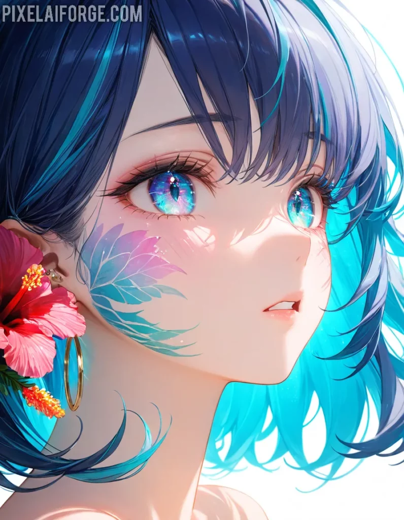 Belleza anime chica tropical