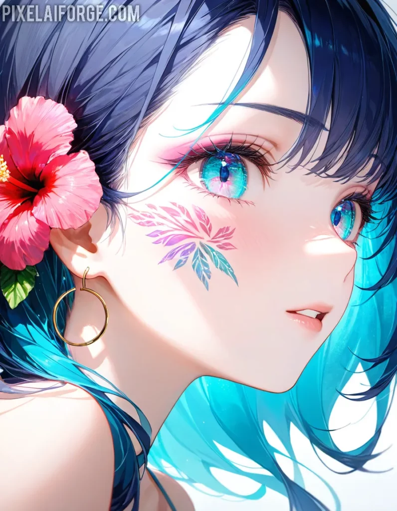 Belleza anime chica tropical