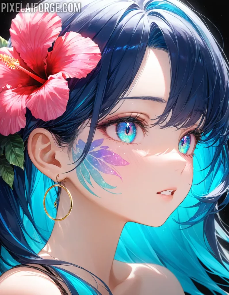 Belleza anime chica tropical