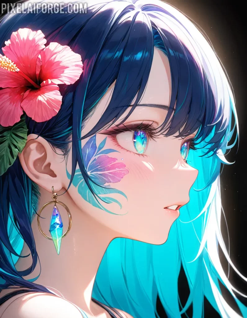 Belleza anime chica tropical
