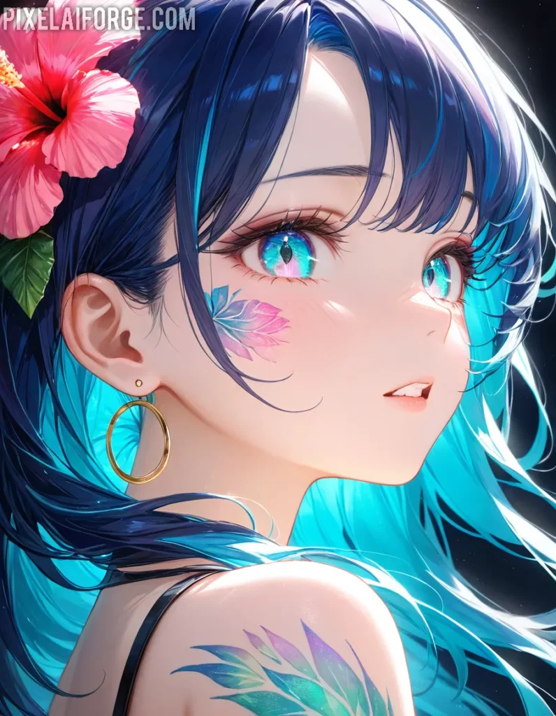 Belleza anime chica tropical