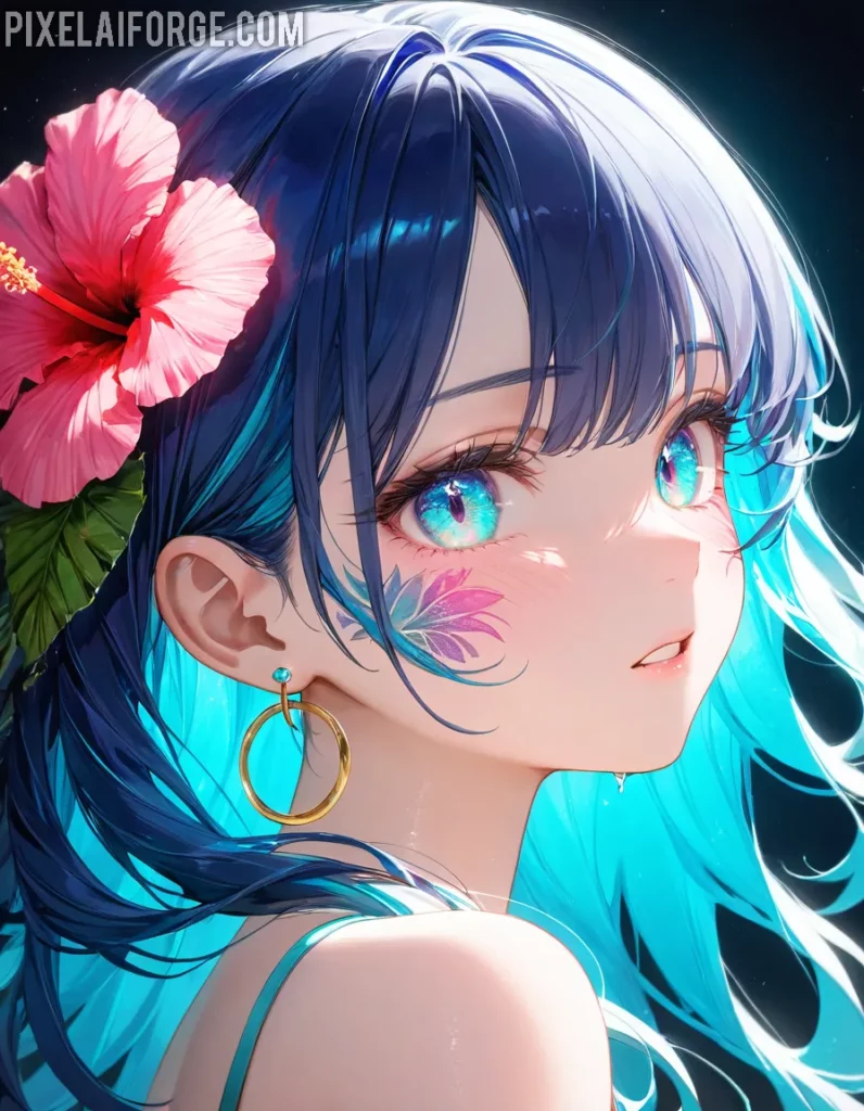 Belleza anime chica tropical