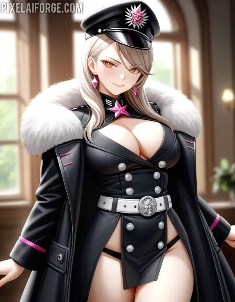 Chica Anime en uniforme negro de Hugo Boss