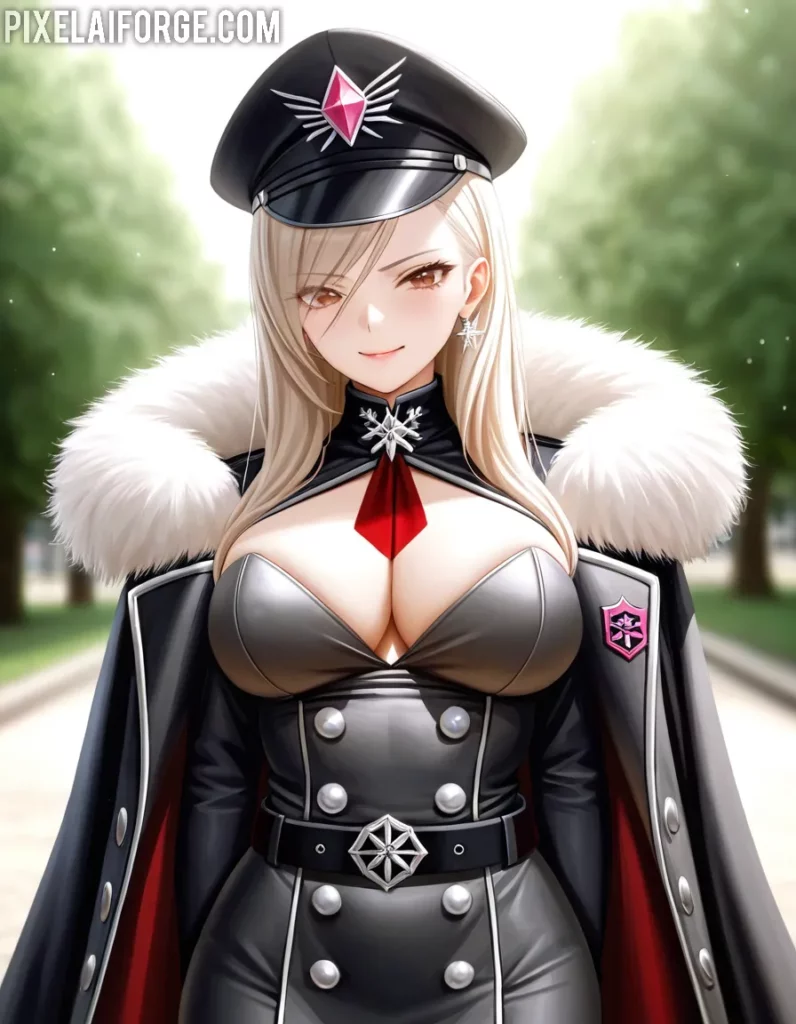 Chica Anime en uniforme negro de Hugo Boss