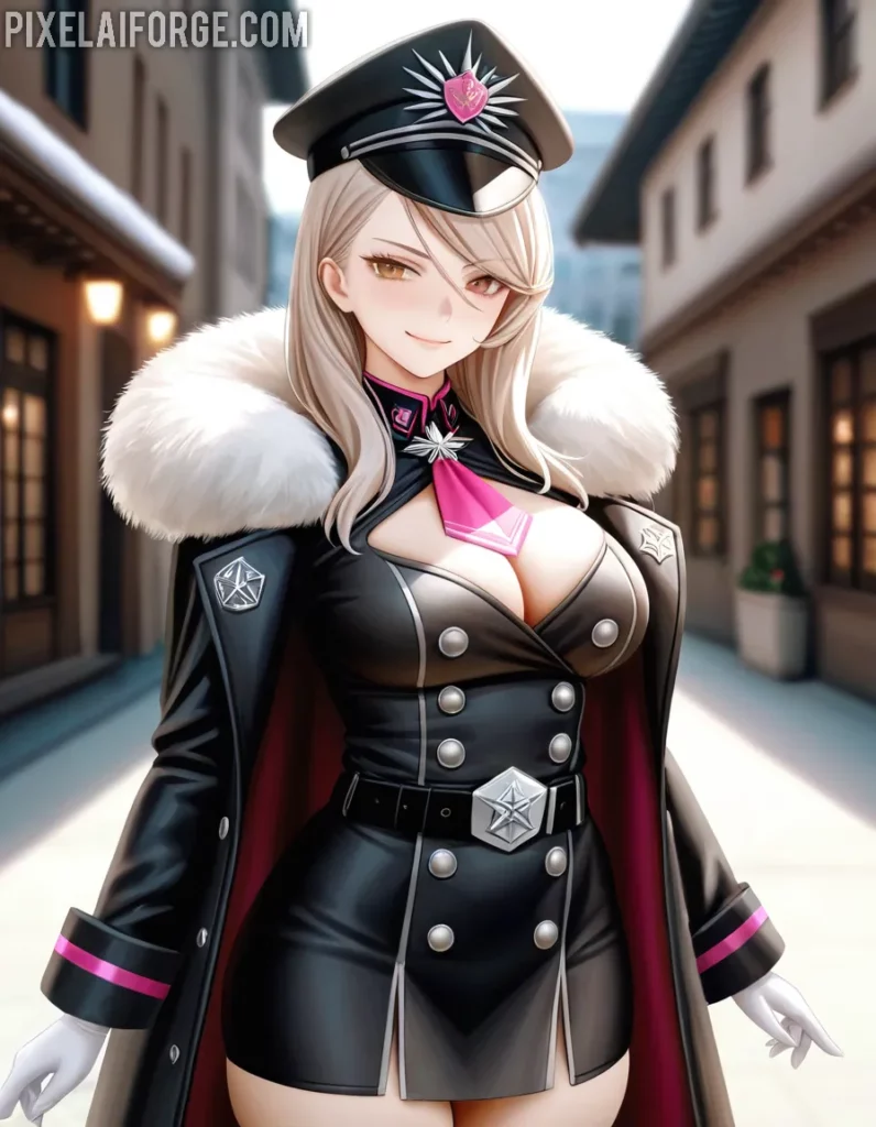 Chica Anime en uniforme negro de Hugo Boss