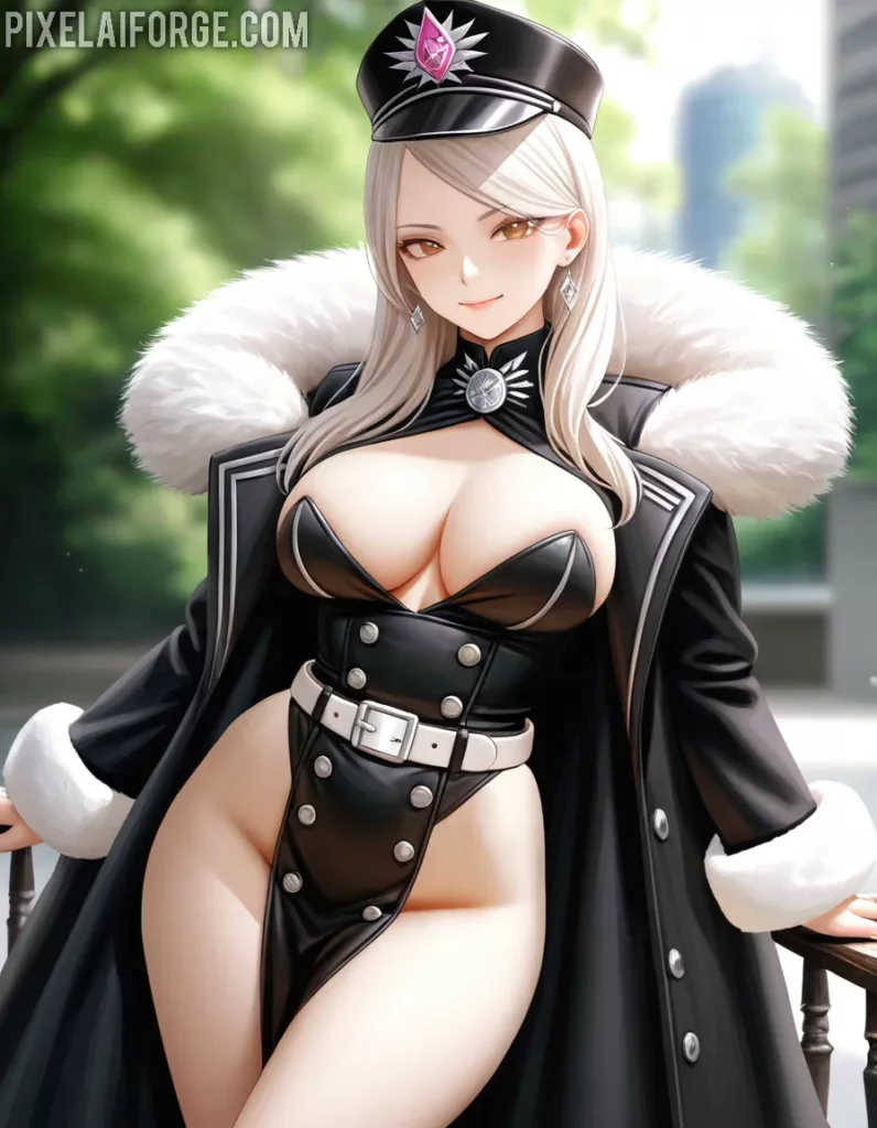 Chica Anime en uniforme negro de Hugo Boss