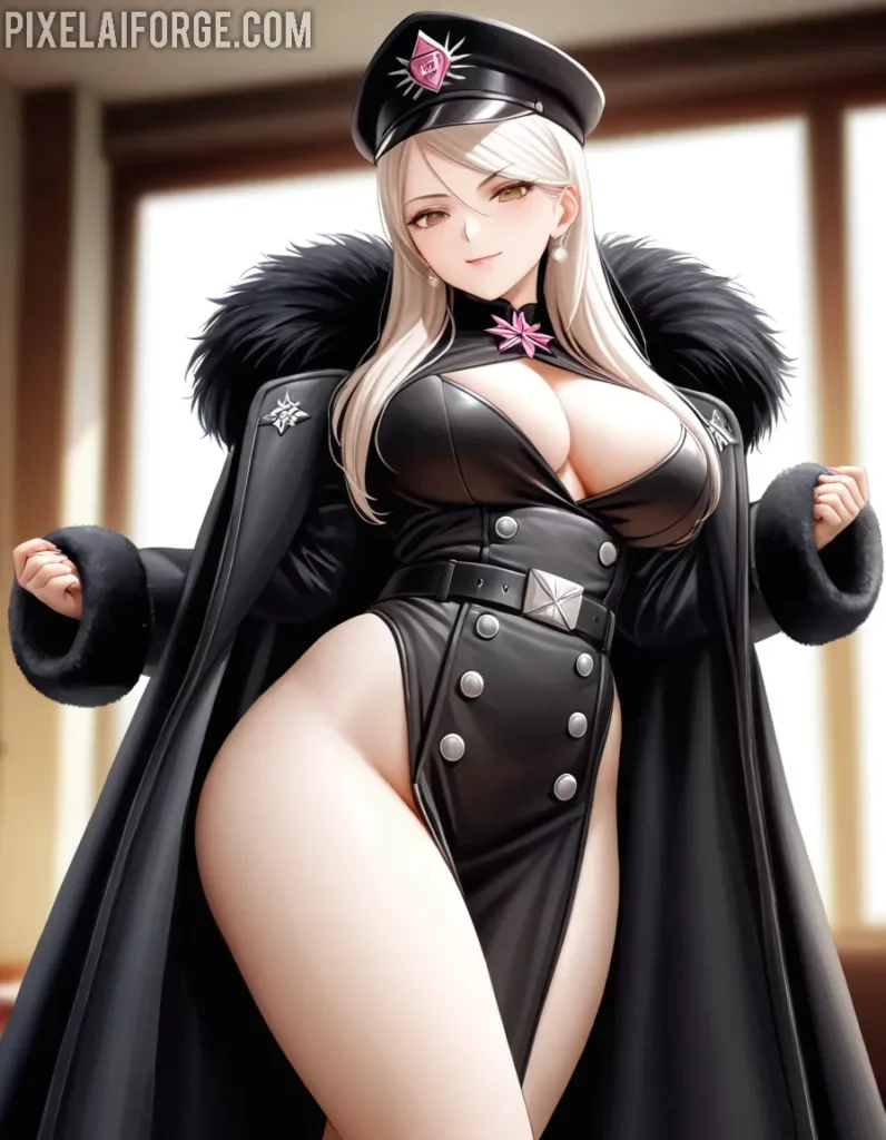 Chica Anime en uniforme negro de Hugo Boss