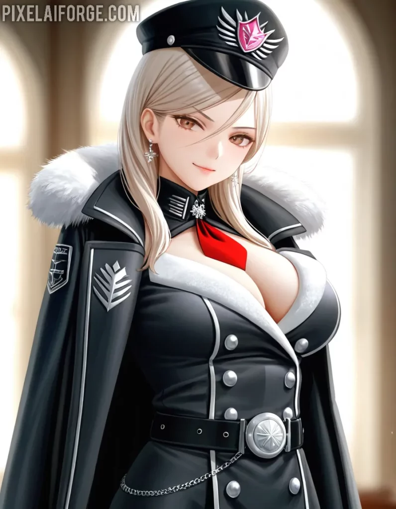 Chica Anime en uniforme negro de Hugo Boss