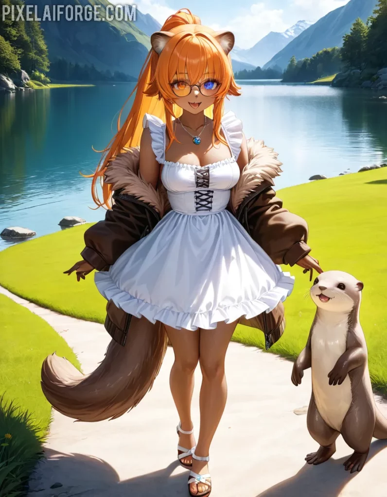 Kemonomimi Anime en el lago de las nutrias