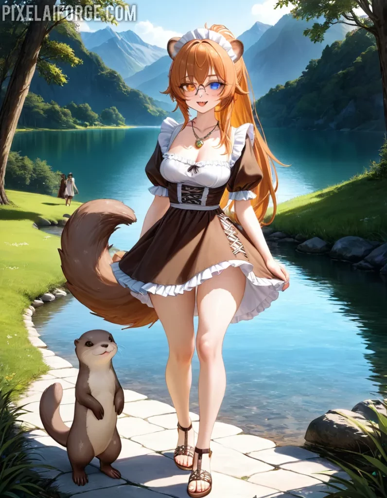 Kemonomimi Anime en el lago de las nutrias