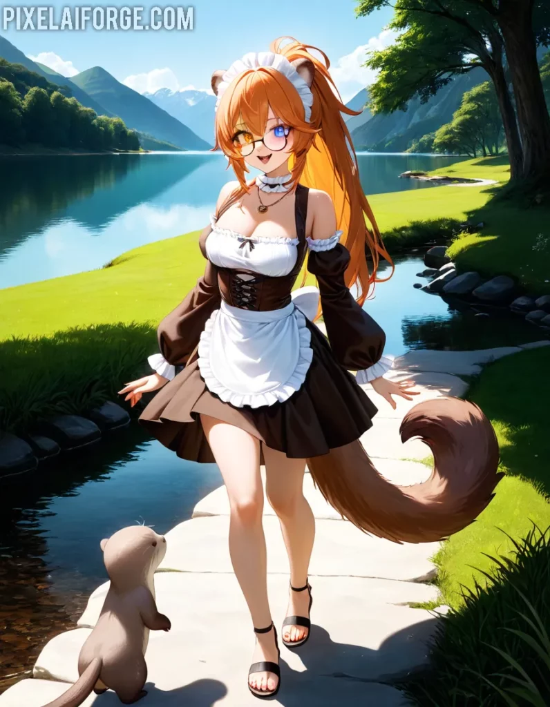 Kemonomimi Anime en el lago de las nutrias