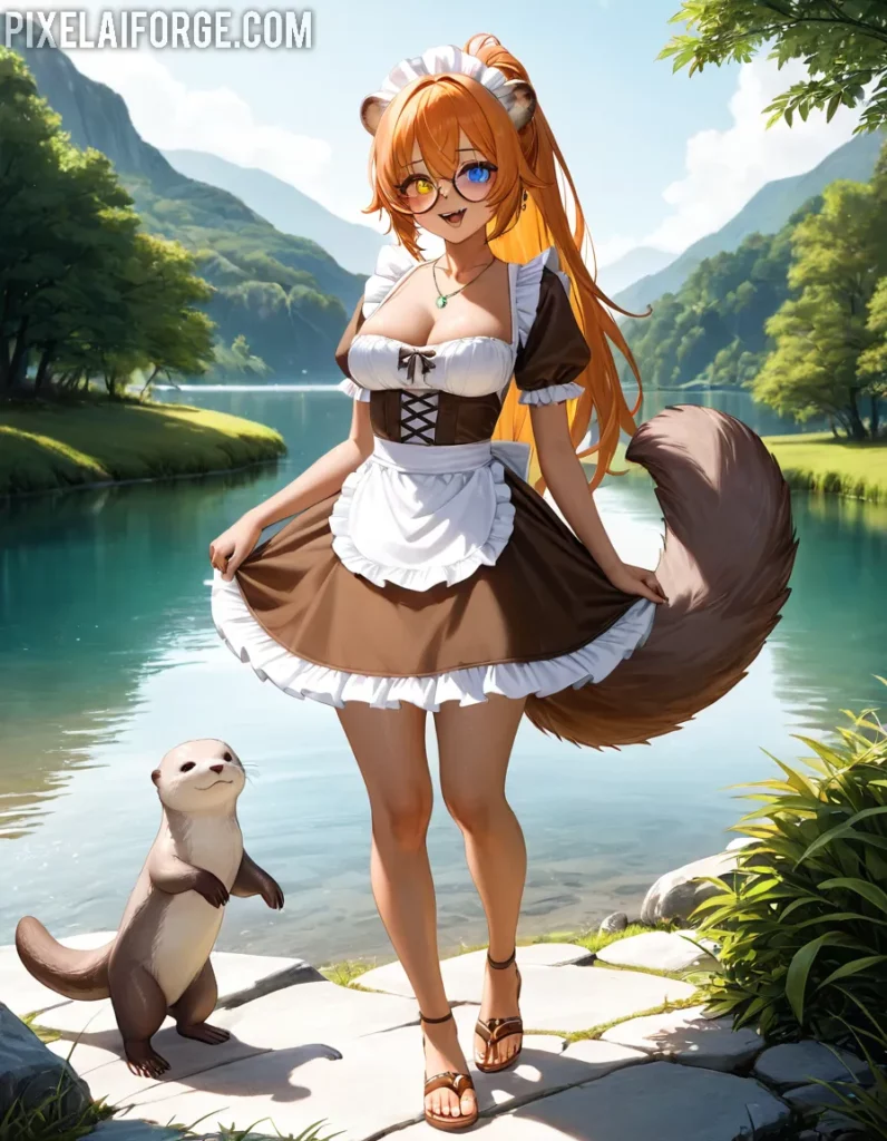 Kemonomimi Anime en el lago de las nutrias
