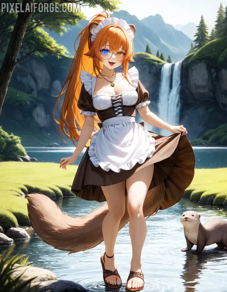 Kemonomimi Anime en el lago de las nutrias