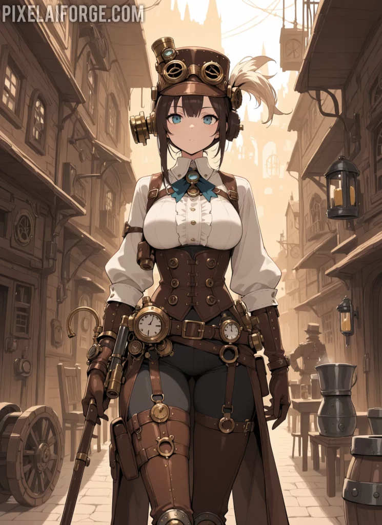 Mejores imágenes anime steampunk creadas IA 2025 – Arte futurista y creativo