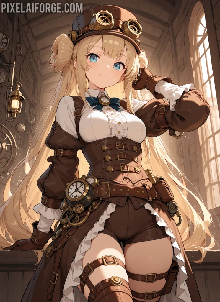 Mejores imágenes anime steampunk creadas IA 2025 – Arte futurista y creativo