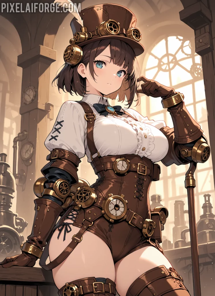 Mejores imágenes anime steampunk creadas IA 2025 – Arte futurista y creativo