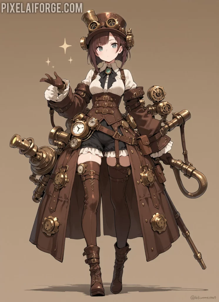 Galería de las Mejores imágenes anime steampunk creadas IA 2025