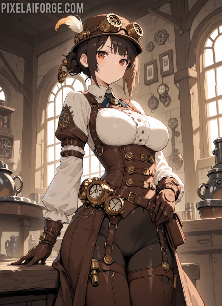 Galería de las Mejores imágenes anime steampunk creadas IA 2025
