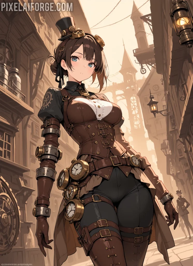 Mejores imágenes anime steampunk creadas IA 2025 – Arte futurista y creativo