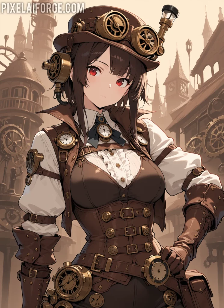 Mejores imágenes anime steampunk creadas IA 2025 – Arte futurista y creativo