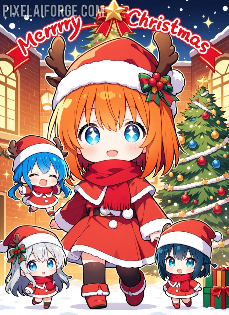 mejores prompt para crear imágenes anime navideños