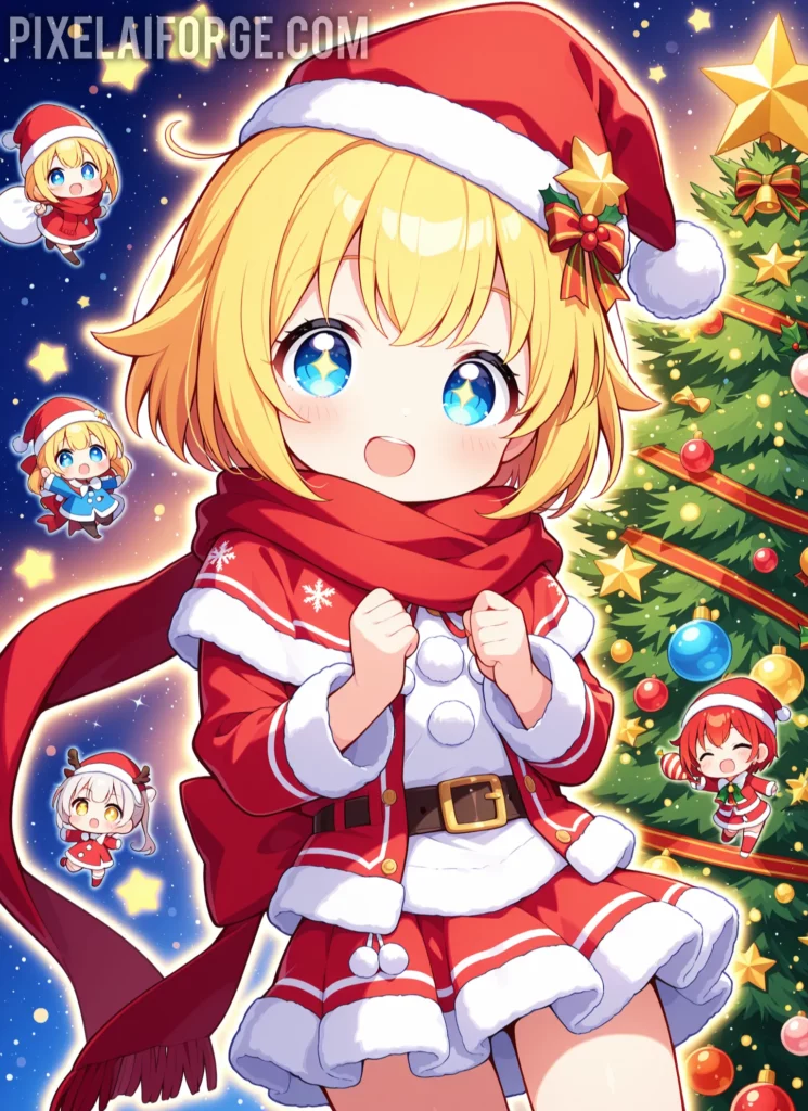 mejores prompt para crear imágenes anime navideños