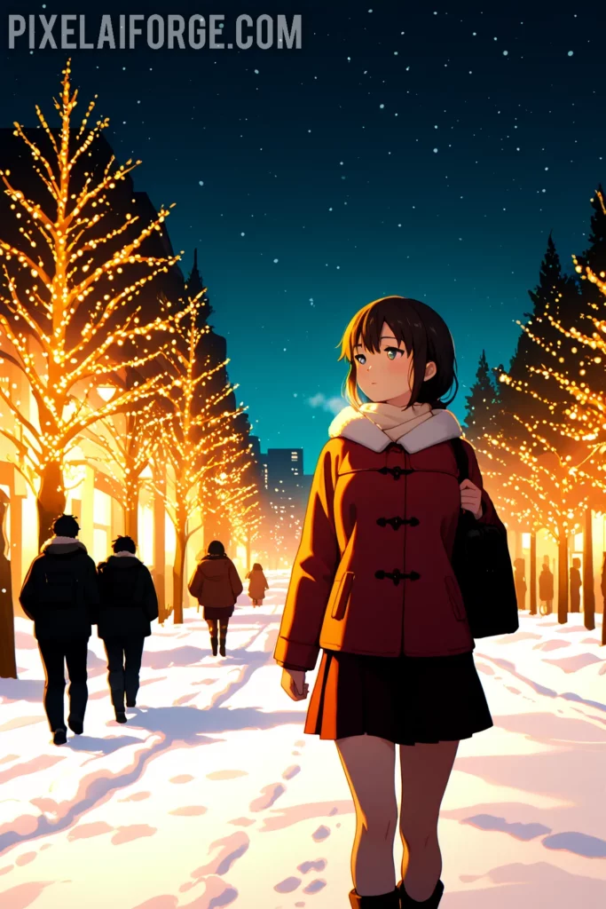 prompt para crear imágenes anime navideño