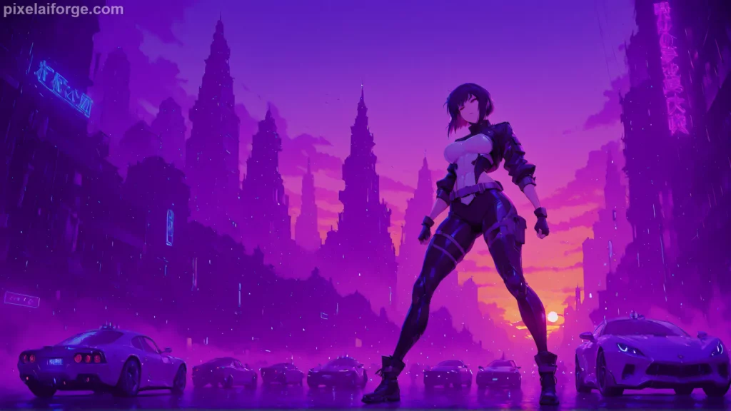 Ciudad cyberpunk Tokyo 2029 en Ghost in the Shell 2026 anime